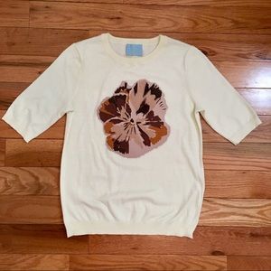 NWOT CeCe cream flower tshirt sweater